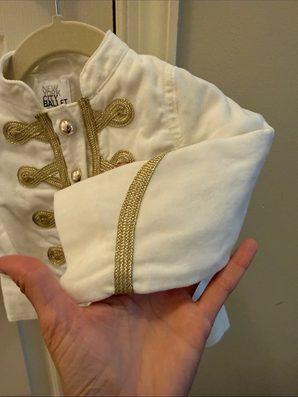 White & Gold Military-Style Kids Jacket